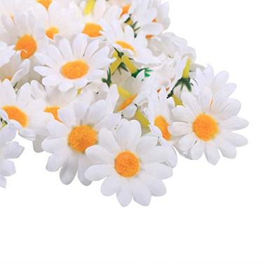 Imagem de Generic Cabeças de Flores Artificiais de Margarida Gerbera, Decorações de Festa de Casamento, Artesanato Em Tecido, 100 Peças, 11 Cores para Projetos Diy (Branco)