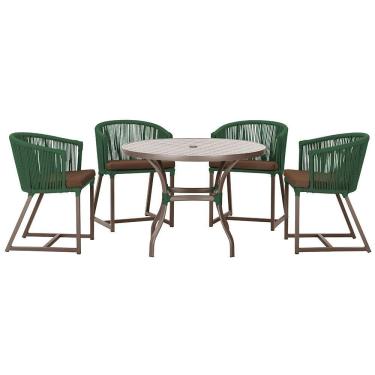 Imagem de Mesa Com 4 Cadeiras E Noronha Estofado 9 Trama Original Verde