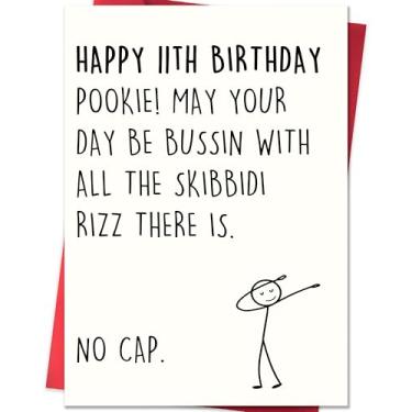 Imagem de Smithtuy Cartão de aniversário de 11 anos, presentes e decorações de aniversário de 11 anos para meninos, meninas, filho, filha, sobrinho, sobrinho, cartão engraçado de aniversário de 11 anos para ele