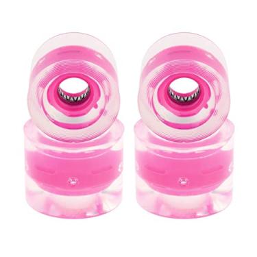 Imagem de Pacote com 4 rodas de skate longboard para crianças, rodas flash de 60 mm 78A, material PU, para andar de rua, skate elétrico, mini cruiser, rolamento ABEC-9, substituição - roxo