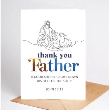 Imagem de PinPop56 Thank You Father - A Good Shepherd Lays Down His Life For The Sheep! Cartão - Cartão de agradecimento do padre católico - Cartões de agradecimento católicos - Presente para o Dia dos Pais