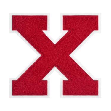 Imagem de 1 peça de patch vermelho de 11,4 cm de ferro em chenille com borda branca – Remendos do alfabeto para roupas, jaquetas, mochilas, chapéus para decoração personalizada, nome personalizado e artesanato