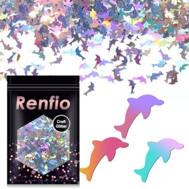 Imagem de Renfio 50 g 50 g Dolphin Confetti Glitter Oceano Golfinhos Brilhantes Lantejoulas Brilhantes Glitter Resina Brilhante Lantejoulas Grossas para DIY Molde Arte Unhas Decoração Feriado - Laser Prata