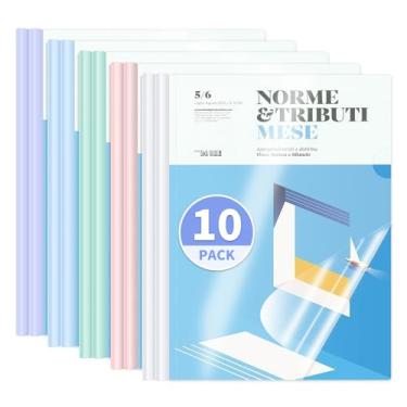 Imagem de WORPSON Pacote com 10, capas de relatório transparentes com barra deslizante, capacidade para 50 folhas – Pastas de apresentação para letras e folhas A4, fichários de currículo e documentos para