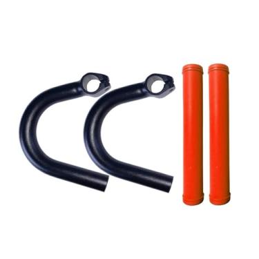 Imagem de Fenteer Guidão de bicicleta em liga de alumínio, peças de reposição fortes com manga, barra de apoio em ângulo externo para bicicletas de estrada, com Manga Vermelha