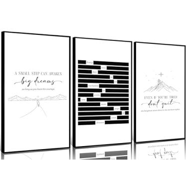 Imagem de Arte de parede inspiradora minimalista preto branco motivacional sonhos positivos pintura decoração de parede citações encorajadoras pôster impressão arte para sala de estar, escritório, decoração de