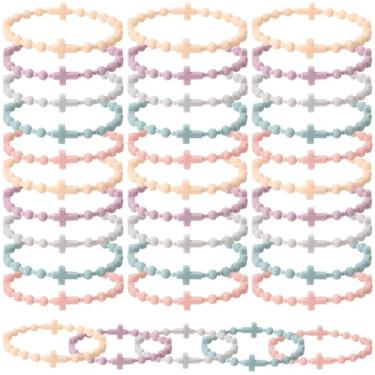 Imagem de Tondiamo 30 peças de pulseira de silicone da amizade para mulheres e homens, 5 cores, pulseira de oração de Jesus Cristão, presente de crença religiosa, the bracelet diameter: 6.28cm/2.47in, Silicone