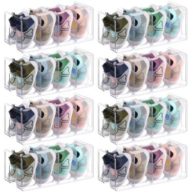 Imagem de Pacote com 8 sapateiras infantis de acrílico transparente, 4 seções, organizador de sapatos para bebês, organizador de armazenamento de sapatos, organizador de arquivos de mesa, organizador de livros