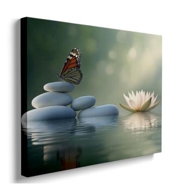 Imagem de Ypxzzj Decoração de parede de banheiro, borboleta, deslumbrante, lótus, fotos de arte de parede para banheiro, flores vibrantes, pôster, pinturas, decoração para decoração de parede de casa de spa