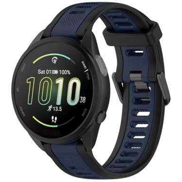 Imagem de Compatível com Garmin Forerunner 165, pulseiras de silicone de 20 mm de largura para smartwatch Garmin Vivoactive 3/Vivoactive 5/Forerunner 55, 245, 645 Music Smartwatch (azul marinho)