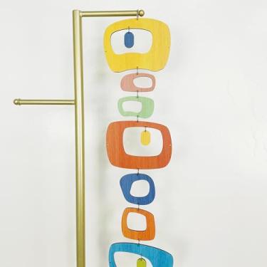 Imagem de MidModArt 16 peças de painéis de parede de pendurar em PVC, arte de parede moderna de meados do século, divisórias decorativas de textura de madeira colorida MCM para quarto de jantar estudo 21,3 cm x