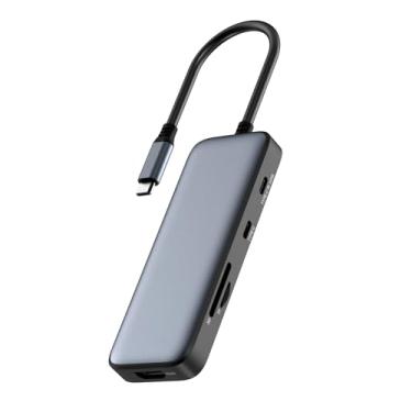 Imagem de Hub USB C, adaptador multiportas USB C 8 em 1 com HDMI 4K, PD de 100 W, 3 portas de dados USB-A, hub USB tipo C de liga de alumínio para MacBook Pro/Air, i-Pad, Galaxy, iPhone 16/15, Lenovo Dell Steam