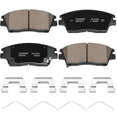 Imagem de HECHENQICHE Pastilhas de freio dianteiras de cerâmica com kit de ferragens para Hyundai 2017-2020 Elantra, para Tucson 2016-2021 e 2017-2022 Kia Sportage