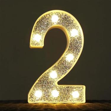 Imagem de Luz LED número 5 cm - Lâmpada de decoração de aniversário/pedido/festa (bateria não incluída)