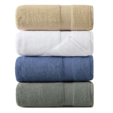 Imagem de REDKISS Pacote com 4 toalhas de banho de algodão - extra grande, super absorvente, conjunto de toalhas de waffle de secagem rápida para banheiro, spa, academia e viagens - Luxo, pelúcia, 4