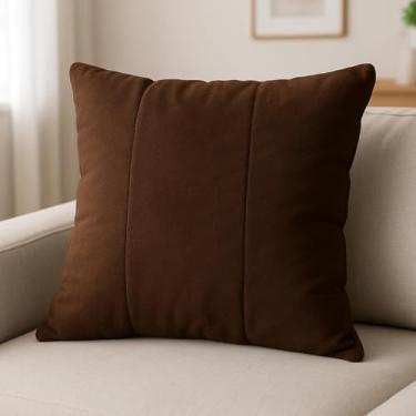 Imagem de Almofada Decorativa Com Fecho de Correr Oculto. Adequada Para SofáS, Camas, Poltronas Ou Ambientes de EscritóRio. dê Um Toque de Calor e Personalidade à Sua Casa!(Suede Marron Escuro,1 Almofada)