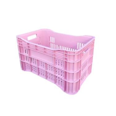 Imagem de Caixa Organizadora Multiuso Agricola Vazada Feira Plastica 49L(ROSA BEBÊ)