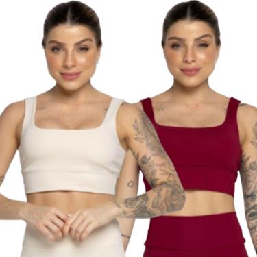 Imagem de KIT 2 Top Smart Alça Grossa Serra e Mar Alta Compressão Treino Academia Moda Fitness Musculação-Feminino