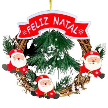 Imagem de Guirlanda Natalina de Papai Noel, Feliz Natal, Decorativa para Porta