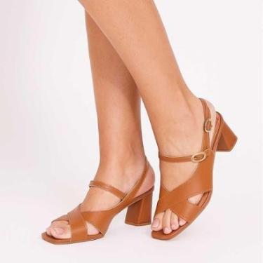 Imagem de sandalia casual feminina salto bloco grosso confortável elegante peep toe dakota-Feminino