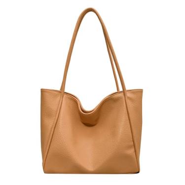 Imagem de LassZone Bolsa feminina de couro sintético macio para trabalho, grande, bolsa de mão com alça superior, bolsa de fim de semana, bolsa de ombro