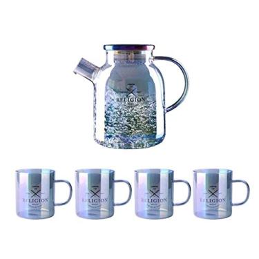 Imagem de YWangQiang Jarros de água fria, jarro de vidro resistente ao calor, jarro de grande capacidade, jarro de festa, suco, filtro, jarro de chá, jarro refrigerado doméstico 1800 ml (Cor: Cor-A Tamanho: 18