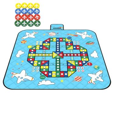 Imagem de Tapete de praia – Cobertor impermeável ao ar livre | Tapete de xadrez multifuncional dobrável com peças de xadrez para festa em família, jogo de tabuleiro para acampamento na praia