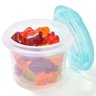 Imagem de U-Taste Recipiente de silicone para alimentos de 59 g: Mini armazenamento de cozinha com tampa hermética, seguro para freezer e micro-ondas, caixa de imersão com círculo de marcação de data