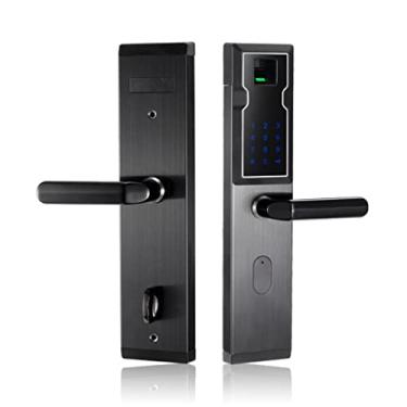 Imagem de Fechadura de combinação de teclado inteligente sem chave de aço inoxidável fechadura de porta de impressão digital com senha digital (cor: E) (preto)