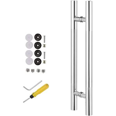 Imagem de Puxador de porta deslizante para porta de celeiro de aço inoxidável com acessórios, maçaneta redonda dupla face moderna para porta deslizante de chuveiro e porta de vidro externa