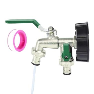Imagem de Divisor de mangueira de 2 vias, divisor de torneira de conector de mangueira com válvulas | Peças de irrigação de metal resistente à ferrugem para acampamento ao ar livre, estufa, fazenda, trailer