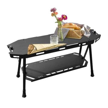 Imagem de Mesa dobrável para uso ao ar livre, leve de liga de alumínio para acampamento, prateleira de acampamento leve, estação de cozinha de montagem fácil para uso ao ar livre