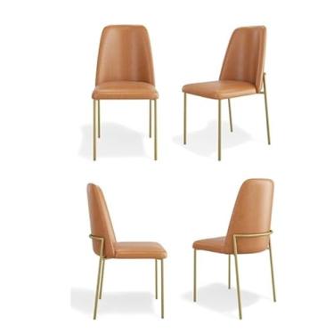 Imagem de kit 04 Cadeiras Estofadas Sala Jantar Lucy Aço carbono Dourado Caramelo
