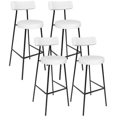 Imagem de Kit 04 Banquetas Altas Bar Cozinha Sala De Jantar Estrutura Em Aço Milão L02 Facto Branco - Lyam Decor