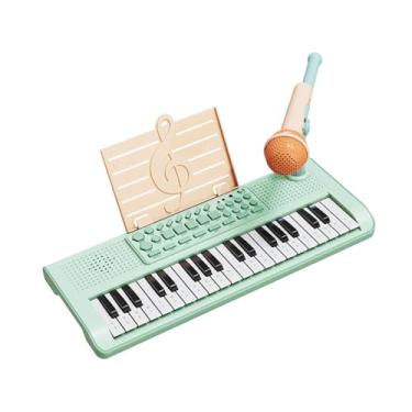 Imagem de menolana Piano eletrônico infantil, instrumento musical educativo para crianças, brinquedo musical com 37 teclas, Verde