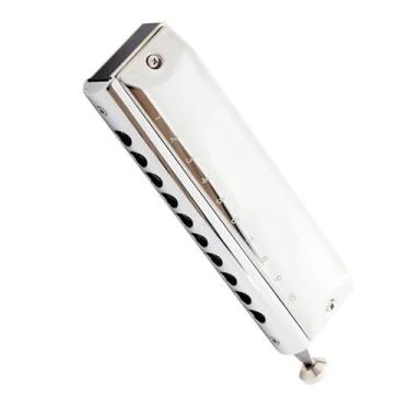 Imagem de Gaita profissional de 10 furos elegante cromática instrumento de resina corpo de resina pente de plástico preto