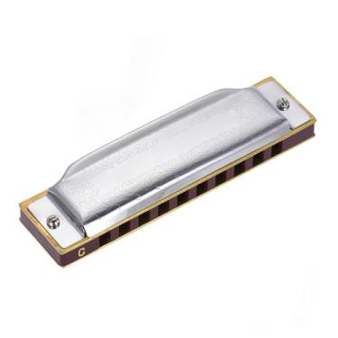 Imagem de Gaita diatônica padrão profissional de 10 furos chave de C 20 tons para estudantes iniciantes (C)