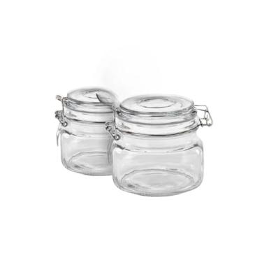 Imagem de POTE DE VIDRO 450ML HERMÉTICO COM TRAVA DE INOX(450ML 2 UNIDADES)