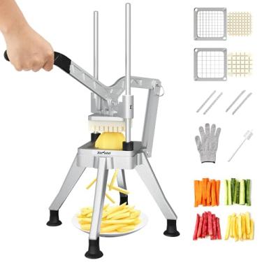 Imagem de SUNVIVIPRO Cortador de batata frita comercial com lâmina de 1/2 polegada e 3/8 polegadas, cortador de batata resistente, cortador de batatas de aço inoxidável para restaurante e cozinha doméstica