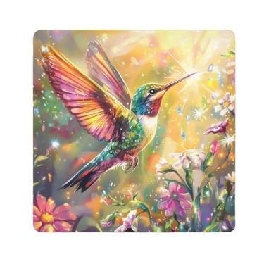 Imagem de SEHANY Saco de maquiagem de pano autoadesivo colorido flores primavera pássaro mágico protetor portátil para lente de câmera envoltório cosmético, bolsa de maquiagem aberta para mulheres, itens