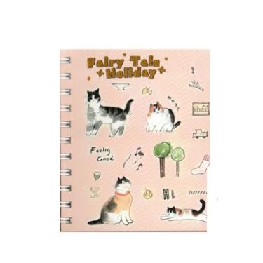 Imagem de Caderneta de Anotações 4 Divisórias Gato 80 Fls - Papelaria Fofa, Caderno de Anotações Tamanho 12,8x18,2cm (Bege)