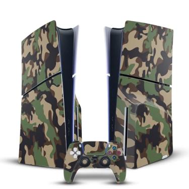 Imagem de Head Case Designs Brown And Green Camo Camouflage Vinyl Sticker Gaming Skin Decal Cover Compatible With Sony PlayStation 5 PS5 Slim Disc Edition Console & DualSense Controller