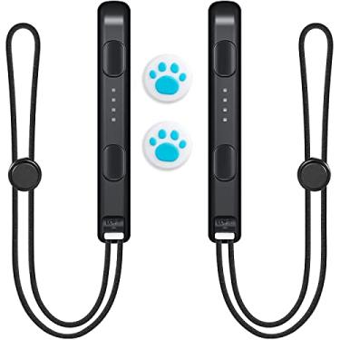 Imagem de VANJUNN Replacement Wrist Strap for Switch OLED and Switch 2017Joycon,1 Pair Hand Wrist Strap Lanyard Replacement Parts Accessories with Joysticks Caps for Nintendo Switch Joycon