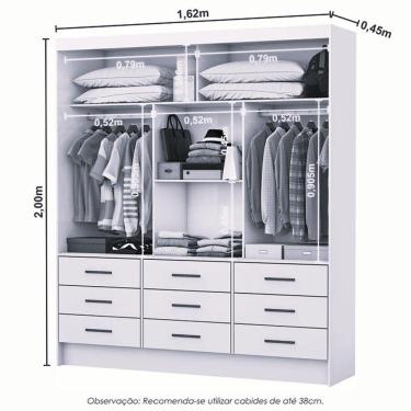 Imagem de Guarda Roupa Sevilha 3 Portas 9 Gavetas Sem Espelho Carioca Moveis Branco