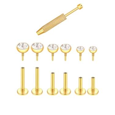 Imagem de ChiMunllin 16G 18G Brincos de rosca interna para mulheres de aço cirúrgico labret piercing joia para tragus helix torre concha monroe lábio labret joias, 16G, Aço inoxidável, Sem Pedra Preciosa