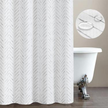 Imagem de Cortina de ducha jinchan extra larga gris/blanca 178x213 cm de tela