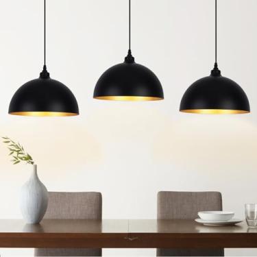 Imagem de PUMING 3 Conjuntos De Luminárias Pendentes Pretas De 11,8" Para Ilha De Cozinha, Lustre Industrial Moderno Para Teto, Luminária Suspensa Para Cozinha, Sala De Jantar, Sala De Estar, Hall De Entrada