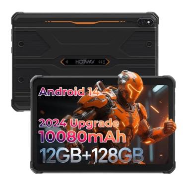 Imagem de HOTWAV R8 Tablet robusto Android 14, tablet HD + impermeável de 10,1 polegadas, 10800mAh, 12 GB + 128 GB/1 TB TF, 13 MP + 5 MP, câmera externa, Octa-Core/4G Dual SIM/5G WiFi/IP68 e IP69K/Face ID/GPS