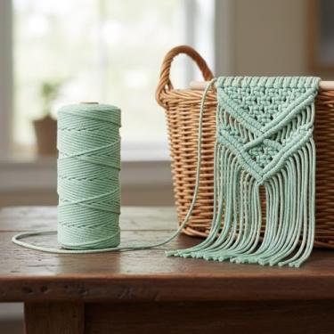 Imagem de Corda de macramê colorida de 3 mm x 109 jardas, barbante torcido para artesanato para pendurar na parede, decoração de casa, várias cores