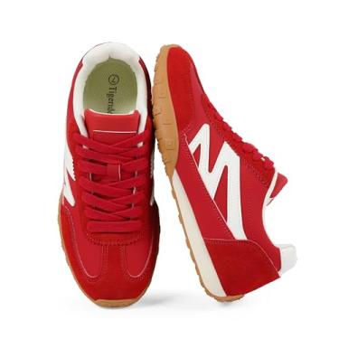 Imagem de Tigeridea Tênis feminino casual leve para caminhada, cadarço e cadarço para conforto o dia todo, Vermelho, 41